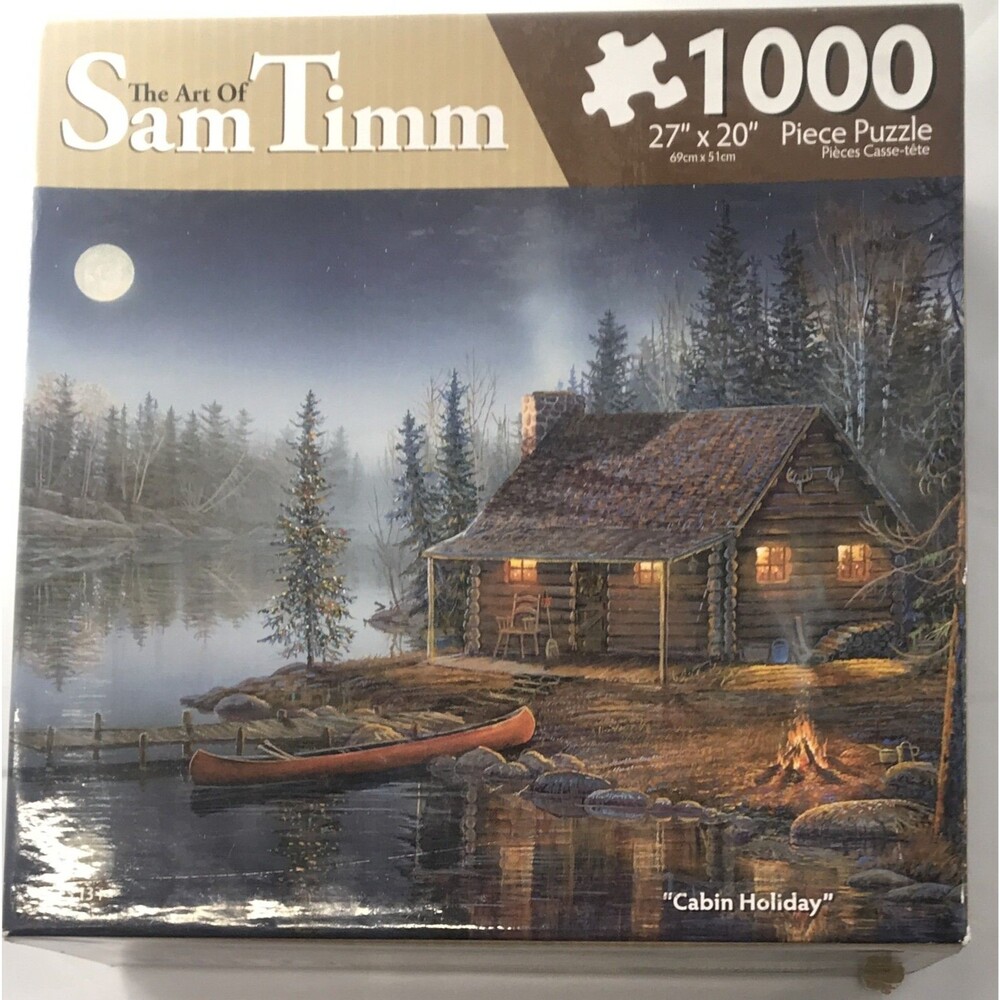1000 Piece Puzzle "Cabin Holiday" The Art of Sam Timm [773392085503]   27" X 20"